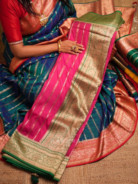 Kaashi Magenta Banarasi Silk Saree with Brocade Pallu