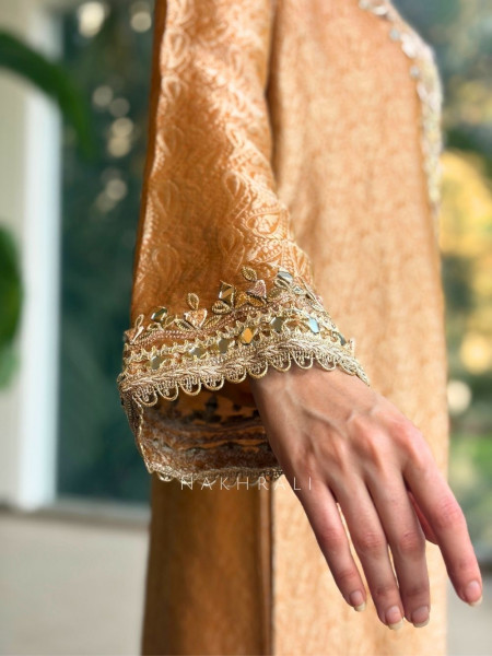 Kyra Mustard  Straight Dress with Mirror Zari Work