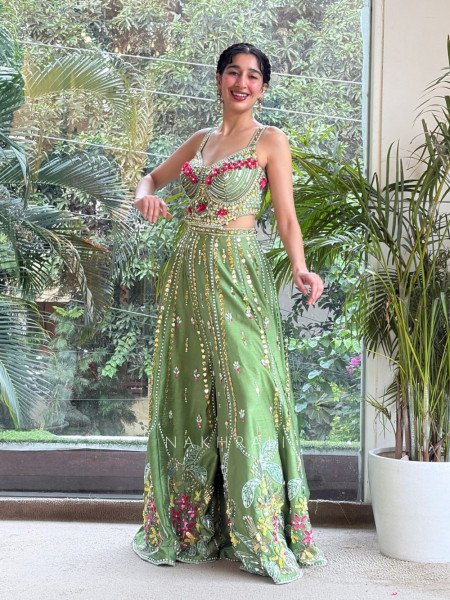 Olive Grove Green Indo-Western Jumpsuit