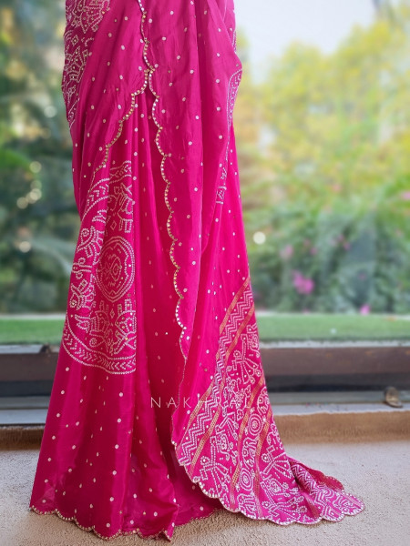 Mirgavati Magenta Georgette Silk Bandhani Saree