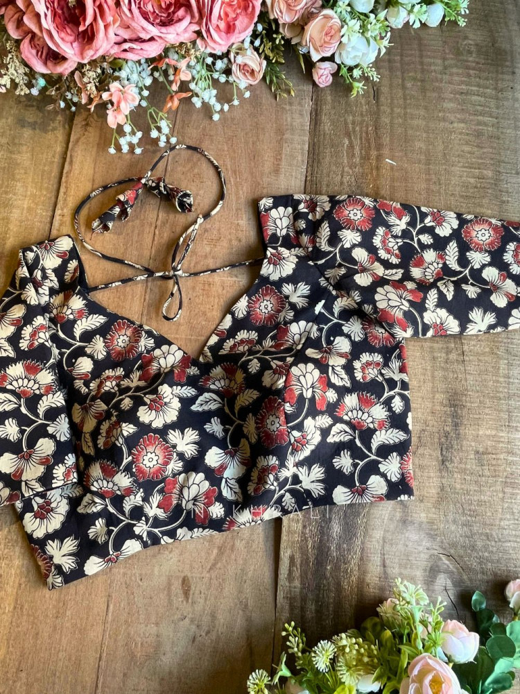 Image of Chandani Black Cotton Printed Blouse