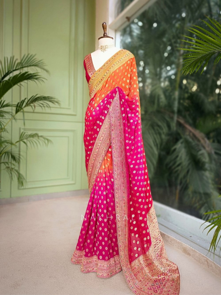 Image of Rangtara Multicolor Saree with Zari Buti Work