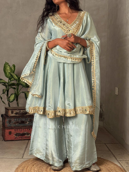 Aafreen Sky Blue Kurta & Palazzo Set