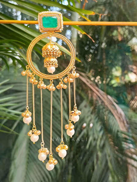 Meher Stone Green Drop Earrings