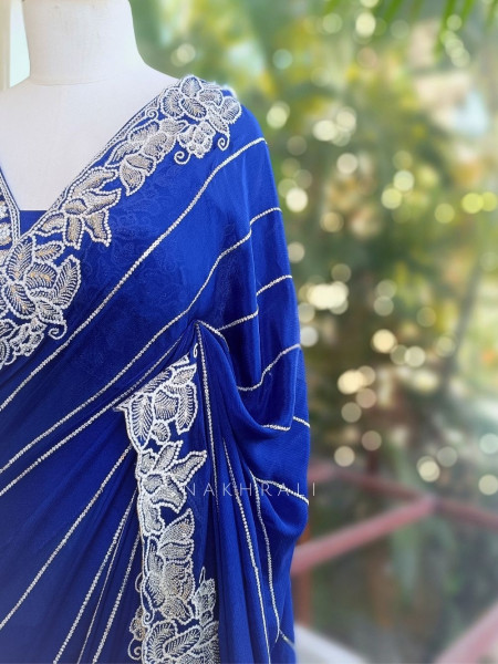 Zerika Blue Saree with Thread and Sequin Work