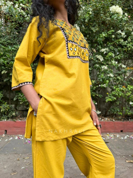 Kriti Yellow Cotton Co-ord Set