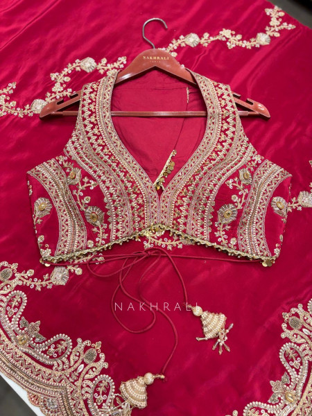 Gulrukh Maroon Hand-Embroidered Saree Set