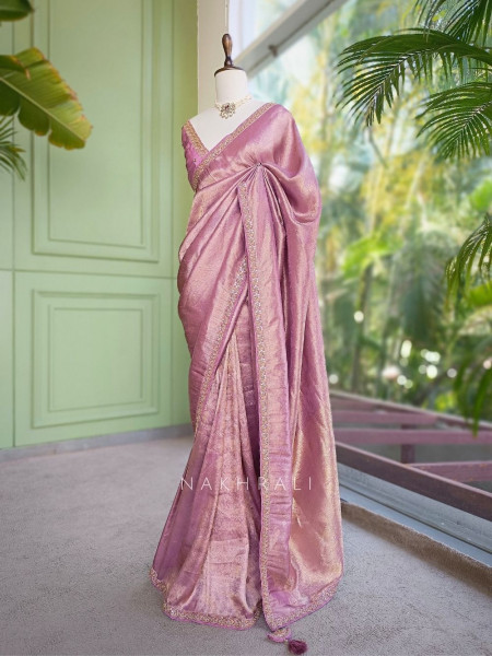 Rivora Purple Zari Woven Saree with Ornate Border Design