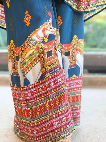 Boho-Chic Polka Long Kurta Pant Set