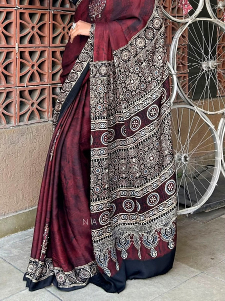 Dharini Maroon Modal Silk Saree