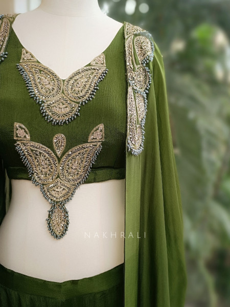 Emerald Essence Green Indowestern Palazzo Set