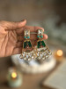 Aurelia Green Kundan Drop Earrings