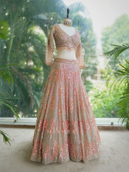 Starlit Multicolor Bridal Lehenga with Sequin Work