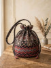Bagh Red &amp; Black Cambric Cotton Potli Bag
