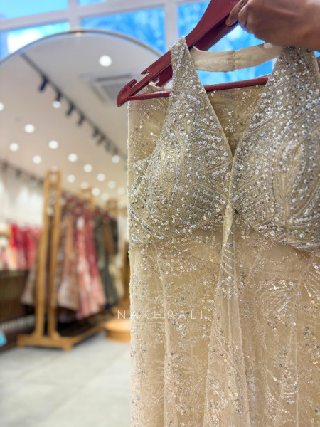 Glimmering ivory Indo-western Plazo Set