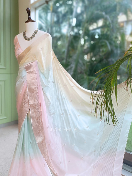 Sorbet Ombre Multicolor Organza-Satin & Banarasi Silk Saree