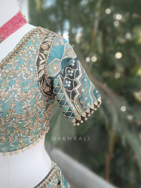 Rivaan Green Lehenga Set with Zari and Sequin Work