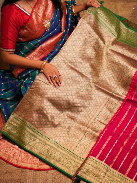 Kaashi Magenta Banarasi Silk Saree with Brocade Pallu