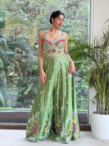Olive Grove Green Indo-Western Jumpsuit