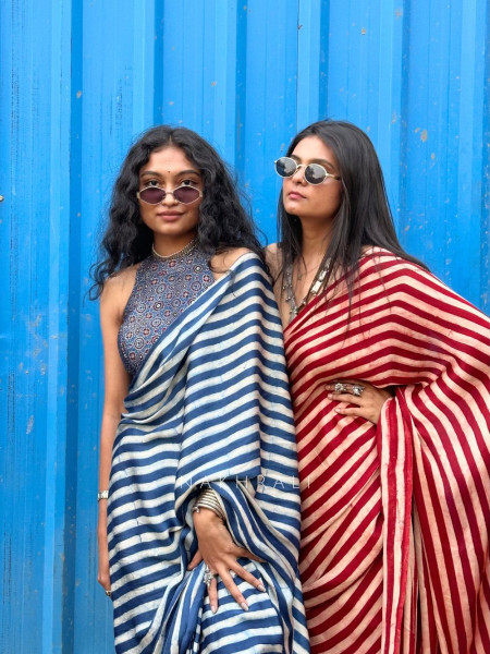 Whimsical Blue Modal Stripe Saree