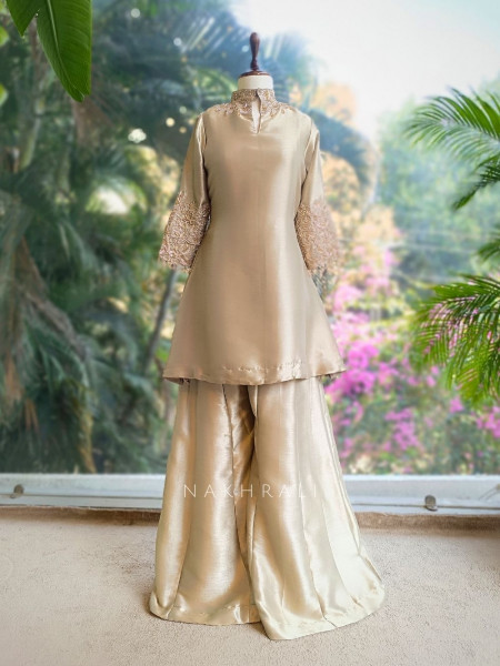 Roselle Blush Zari & Sequin Kurta Palazzo Set