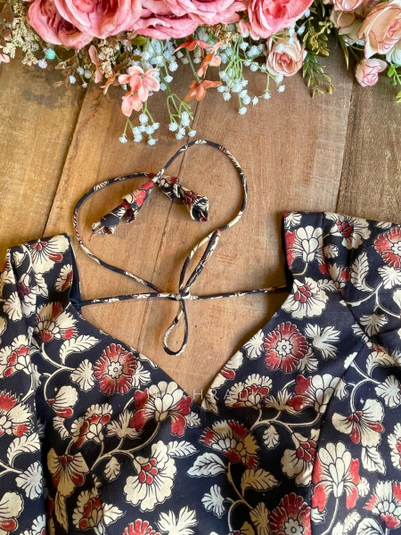 Chandani Black Cotton Printed Blouse