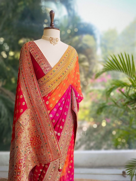 Rangtara Multicolor Saree with Zari Buti Work