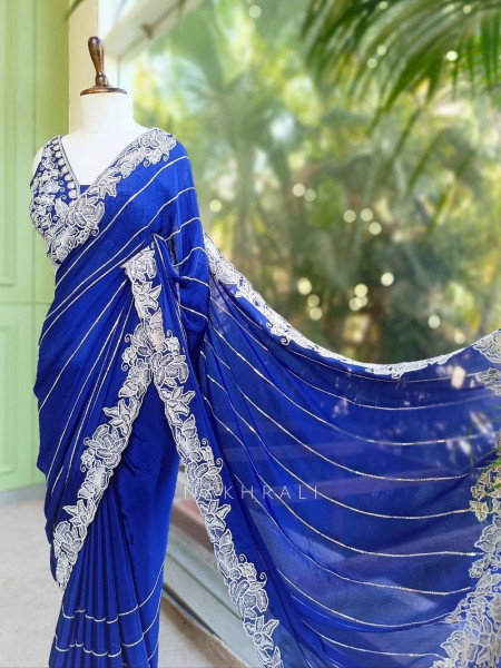 Zerika Blue Saree with Thread and Sequin Work
