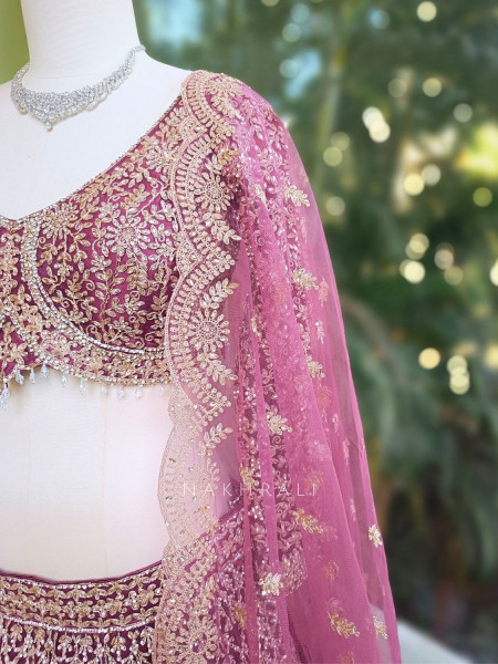 Virel Regal Wine Lehenga Set with Zari and Stone Work