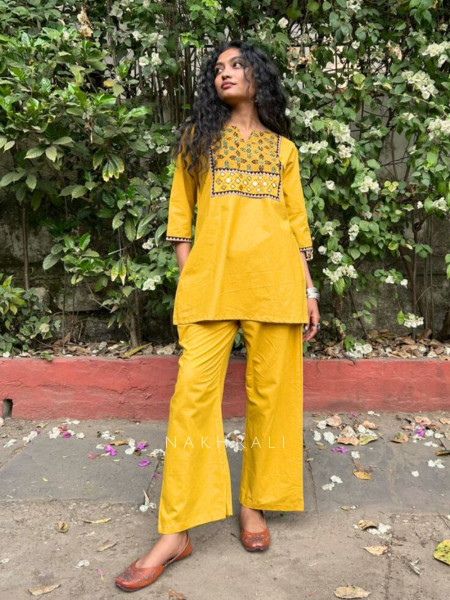 Kriti Yellow Cotton Co-ord Set