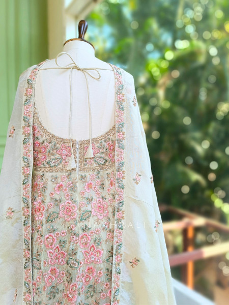 Vyona Cream Indo Western Lehenga with Thread Sequin Work