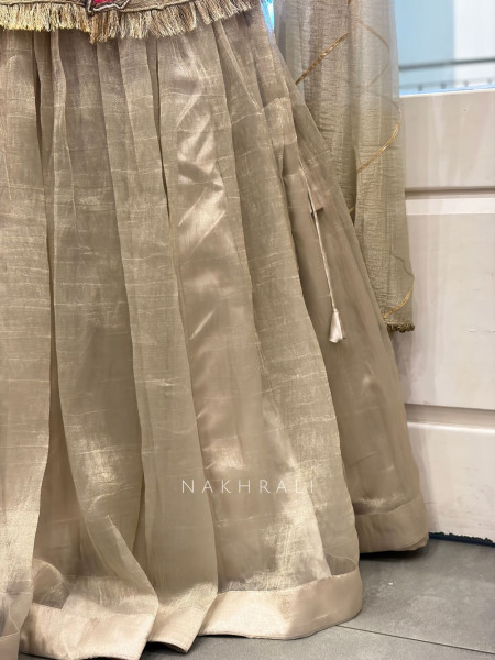 Celeste Grey Embellished Indo-Western Lehenga Set