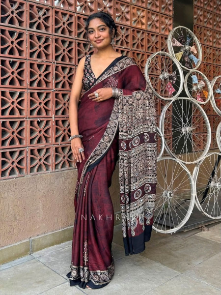 Dharini Maroon Modal Silk Saree