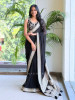Vinamr Black Saree with Readymade Blouse – Embroidery &amp; Sequin Work