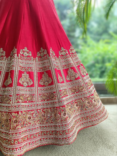 Shahi Vivah Red Raw Silk Bridal Lehenga
