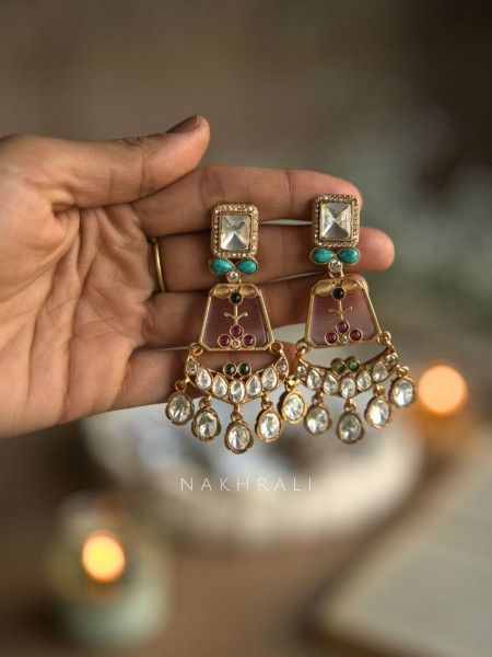 Aurelia Pink Kundan Drop Earrings