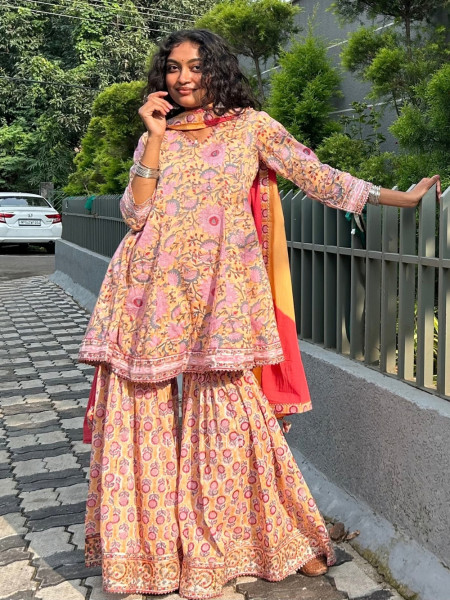 Shanaya Noor Yellow Cotton Garara Suit Set with Dupatta