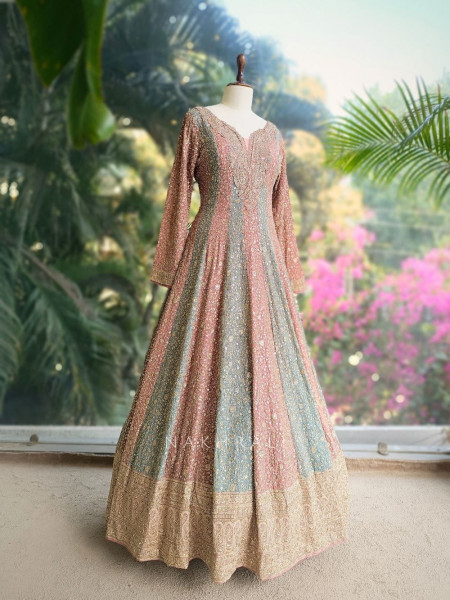 Nishta Multicolor Embroidered Anarkali Set with Dupatta