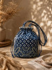 Bagh Blue Cambric Cotton Potli Bag