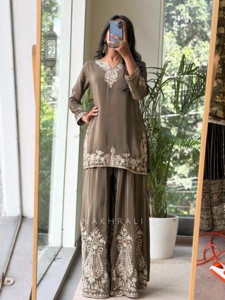Mishrika Mehendi Green Palazzo Suit Set