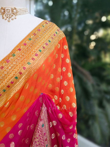 Rangtara Multicolor Saree with Zari Buti Work