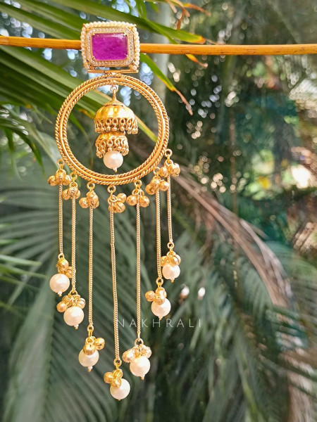 Meher Stone Purple Drop Earrings