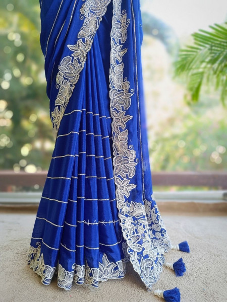 Zerika Blue Saree with Thread and Sequin Work