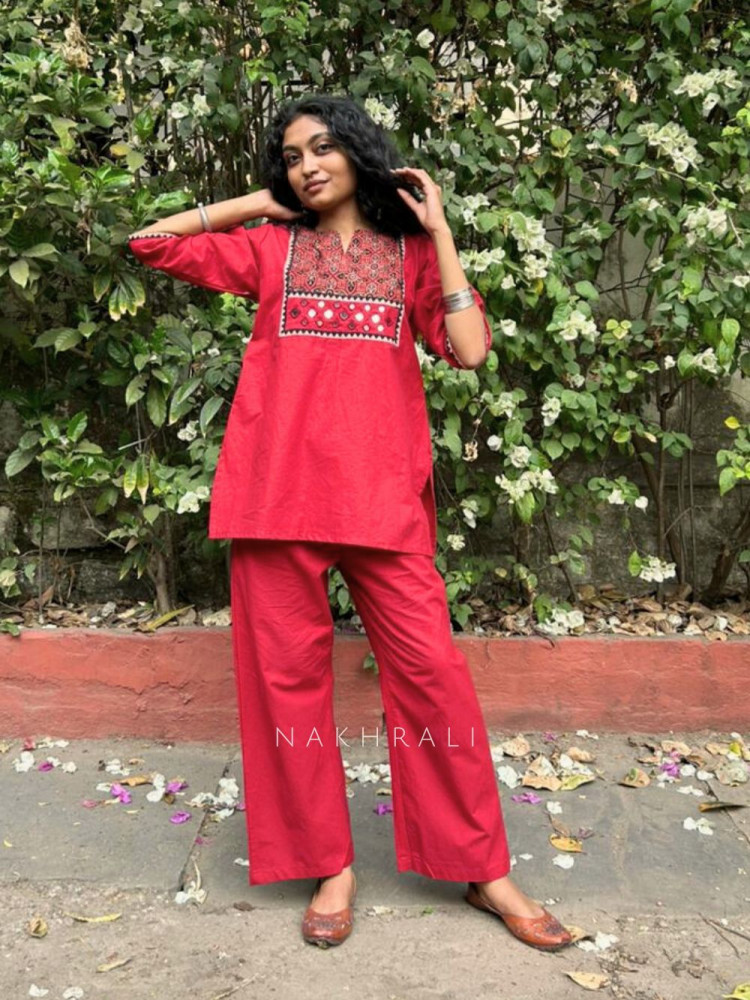 Image of Kriti Red Cotton Co-ord Set