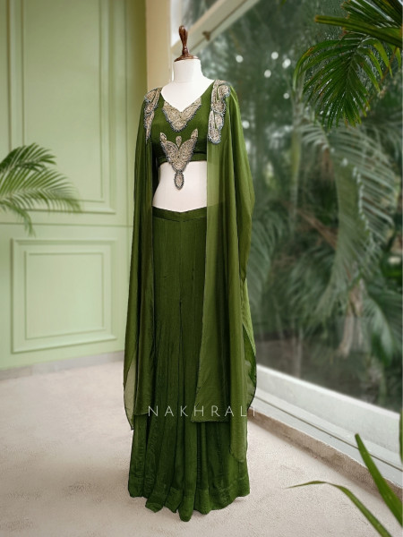 Emerald Essence Green Indowestern Palazzo Set