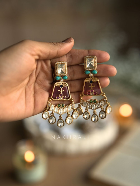 Aurelia Pink Kundan Drop Earrings