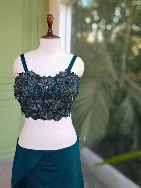 Verdure Green Indo-Western Lehenga Set