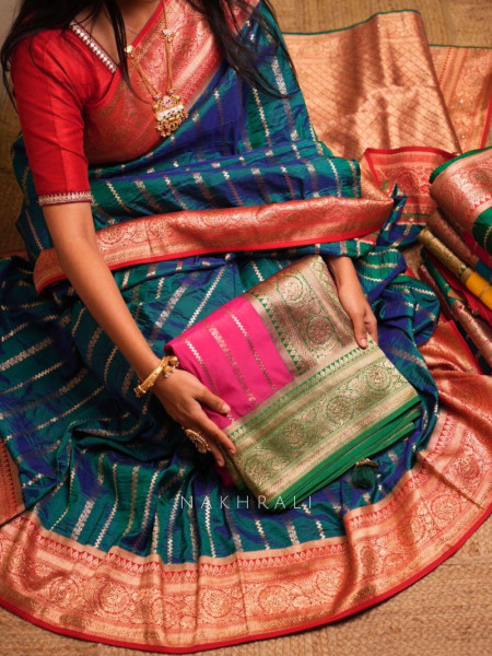 Kaashi Magenta Banarasi Silk Saree with Brocade Pallu