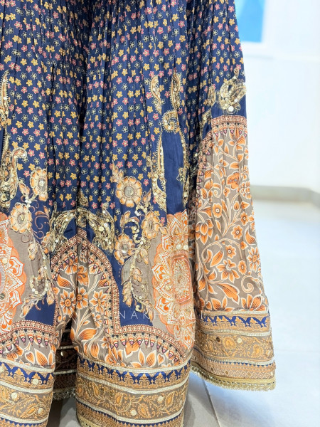 Shahi Mehrab Navy Blue Crepe Suit