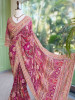Guzel Wine Gajji Silk Saree with Mosaic Print